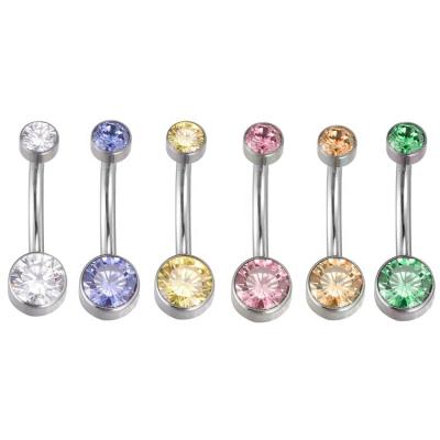 China Youzhu ASTM F136 FASHIONABLE Implant Grade Titanium Internally Threaded Zircon Micro Belly Colored Titanium Double Navel Piercing for sale