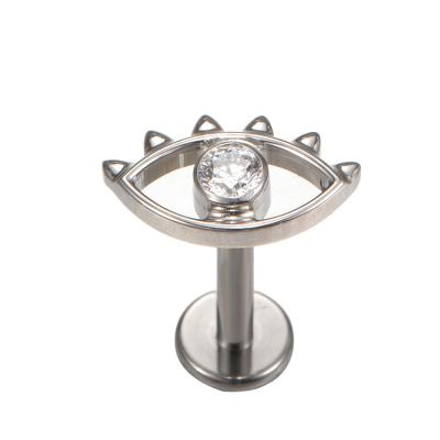 China Youzhu TRENDY ASTM F136 Titanium Internally Threaded Zircon Evil Eyes Upper Labret Tragus Ear Piercing for sale