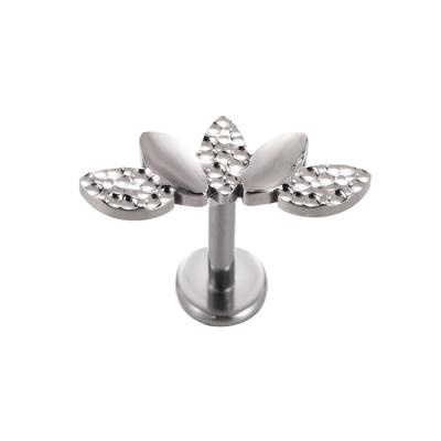 China FASHIONABLE YouZhu ASTM F136 Titanium Internally Threaded Jewelry Marquise Lotuses Shape Labret Hammer Piercing for sale