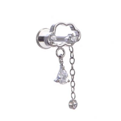 China FASHIONABLE ASTM F136 titanium hollow cloud with teardrop and round disc dangle helix ear factory price body piercing jewelry for sale