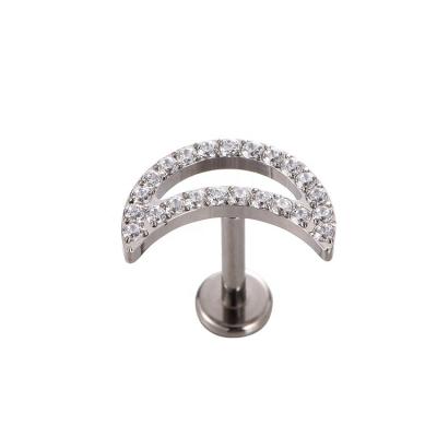 China FASHIONABLE Youzhu Astm F136 Titanium Zircon Hollow Moon Shaped Tragus Labret Ear Studs for sale