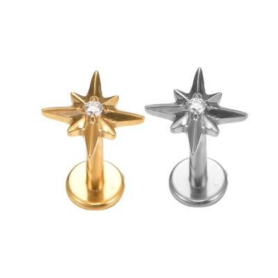 China FASHIONABLE Youzhu ASTM F136 CZ Titanium Clear Star Threaded Earrings Upper Body Labret Piercing Jewelry for sale