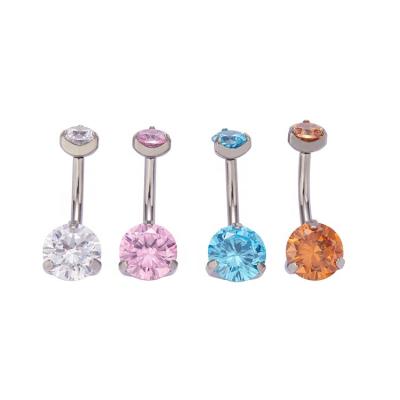 China Youzhu ASTM F136 FASHION Titanium Internal Thread Fork Set Round Navel Ring Zircon Belly Piercing Jewelry for sale