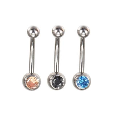 China FASHIONABLE Youzhu ASTM F136 Titanium Belly Rings With 6mm Zircon Stones Body Piercing 4mm Ball And Navel Ring Stud for sale