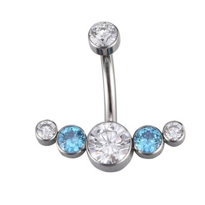 China FASHIONABLE Youzhu Astm F136 Titanium Internally Threaded Zircon Curve Banana Navel Nail Titanium Piercing Umbilical Nail for sale