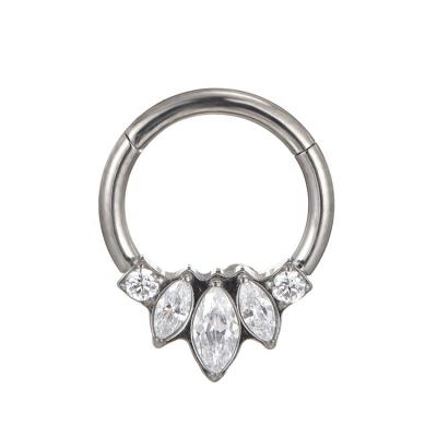 China FASHIONABLE ASTM F136 Titanium Hinged Segment Clicker with Marquise Nose Ring Piercing Titanium for sale