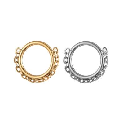 China FASHIONABLE Youzhu ASTM F136 Titanium Hinged Segment Clicker With Chain Nose Rings for sale