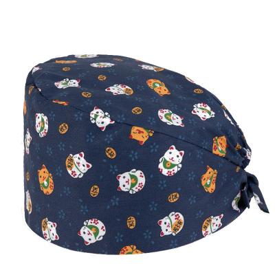 China 2021 Hospital Operating Room Printing Medical Cap With Nurse Cap Lab Work Covers Dentist Pet Cap Clinic Scrub Cap Adjustable for sale