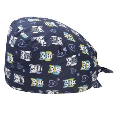 China Hospital Production Medical Surgical Hats Cloth Colorful Surgical Printed Caps Scrub Caps Operating Room Flower Caps for sale