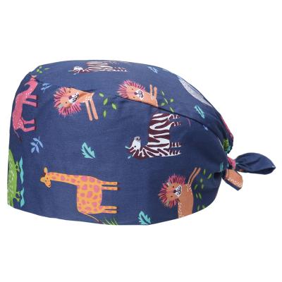 China High Quality Stylish Cartoon Hospital Surgical Hats Print Doctors Hair Medical Nurse Operating Room Caps for sale