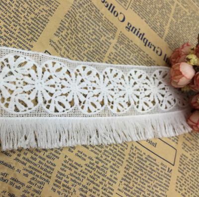 China Milk Barcode Silk Tassel Lace 6.5CM Wide Viable for sale