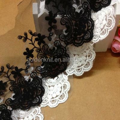 China Viable Golden Knit 8cm Width Free Samples Embroidery Voile Lace Cotton DL6474# for sale