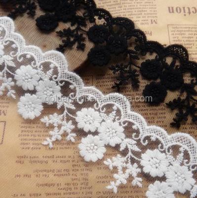 China Viable Golden Knit 8.5cm Width Tulle Embroidery Lace Cotton For Dress DL22699# for sale