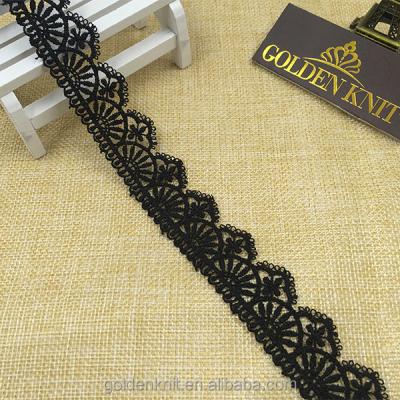 China Golden Viable Knit 2.5cm Width Lace 100% Polyester Chemical Lace Choker Trim Guipure Lace 2004D# for sale