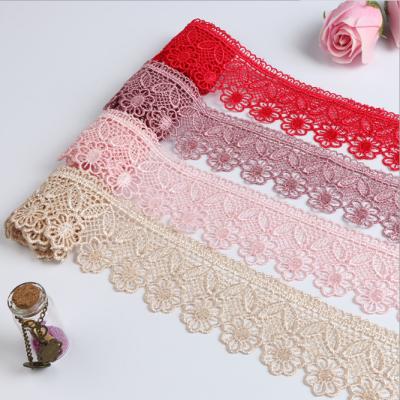 China Golden Sustainable Knit 5cm Width Water Soluble Lace Embroidery For Decoration YD0515# for sale