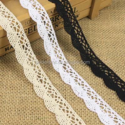 China Golden Sustainable Knit 2.5cm Width Water Soluble Cotton Lace Scalloped Trim Y02007# for sale