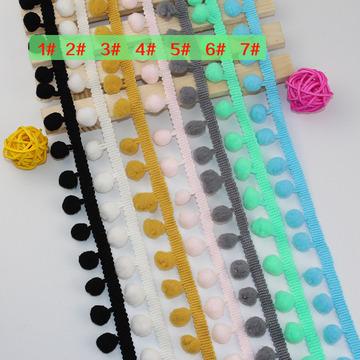 China Viable Gold Knit 1.2 Cm Width Multi Color In-Stock Pom Pom Lace Trim P0529# for sale