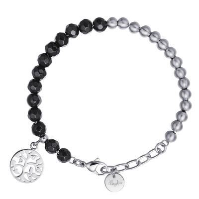 China Hottest Luxury Fashionable Bracelet Elegant Black Agate Girft Stainless Steel and Steel Beads Bracelet Best for Girl and Women for sale