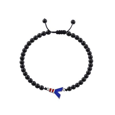 China Luxury Black Letter Y Bracelet Onyx Beads Stainless Steel Hottest Bracelet Onyx Jewelry Luxury Beads Bracelet For Unisex People for sale