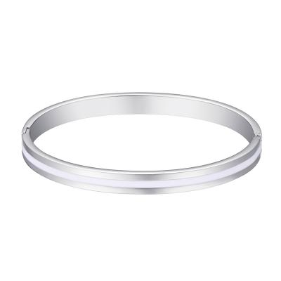 China Hottest Fashionable Bangle Bracelet High Quality Stainless Steel Bracelet with White Enamel Best Gift for Women and Girls for sale