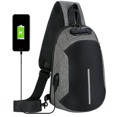 China New Fashion Wholesale Anti Theft Password Lock Usb Charging Cross - Body Bag Men Sports Nylon Waterproof Casual Chest Bag for sale