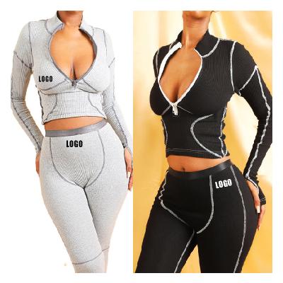 China Fall Women Clothes Sleeveless LOGO Top QUICK DRY Free Panties Sets Streetwear Sports Active Women Two Piece Sets for sale