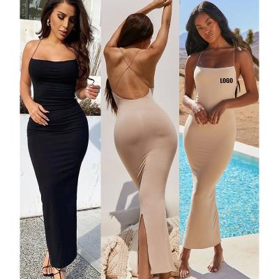 China Anti-Static Free Tags Wholesale Latest Off The Shoulder Women Fashion Ladies Tube Bodycon Dress Top Casual Outfits for sale