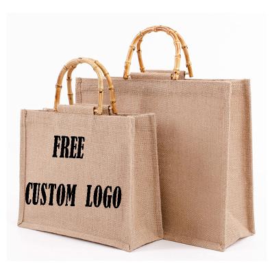 China Preppy Style Free Shipping Custom Design Foldable Reusable Burlap Jute Tote Bag for sale