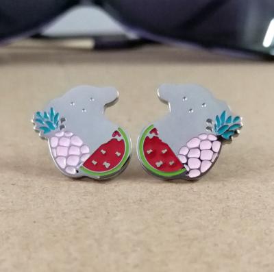 China TRENDY Watermelon Bear Fashion Women Stainless Steel Women Earring Studs Nice Jewelry Gift Fashion Pineapple Spain Bear for sale