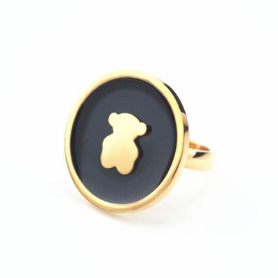 China CLASSIC Cute Trendy Round Bear Women's Ring Jewelry Joyeria Gift Finger Ring Fashion Women Stainless Steel for sale