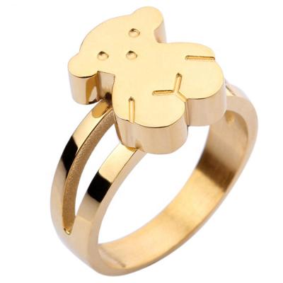 China CLASSIC Cute Trendy Ring Jewelry Joyeria Gift Finger Ring Women Stainless Steel Women Fashion Bear for sale