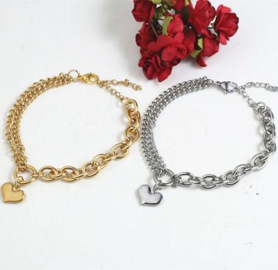 China Touses New Arrivals From BOHEMIA P Letter Pan Bracelet Love Heart Women Stainless Steel Jewelry Joyeria for sale