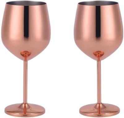 China Shatter-resistantunbreakable Wine Glasses 18/8 Stainless Steel 16 Oz Stemmed Wine Goblets BPA Free Copper Coated Shatterproof Wine Glass for sale