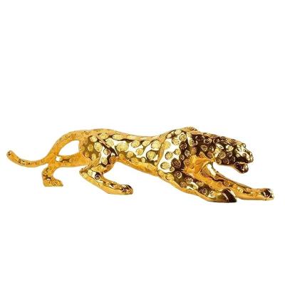 China Europe gold and silver animal statues Home decoration tiger leopard sculpture resin craft for sale