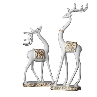 China Resin Factory Nordic Creative Light Luxury Deer Animal Resin Crafts Ornaments Resin Deer Statue White Resin Deer Sculpture Decorations for sale