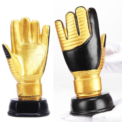 China Europe Qatar World  Soccer Football Trophy Resin GOALKEEPER Golden Hands Award Cup Trophy Golden Goalkeeper Award Fans Souvenirs Cup for sale