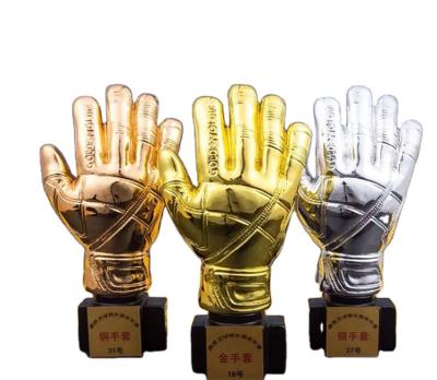 China Europe Qatar World  Soccer Football Trophy Resin GOALKEEPER Golden Hands Award Cup Trophy Golden Goalkeeper Award Fans Souvenirs Cup for sale