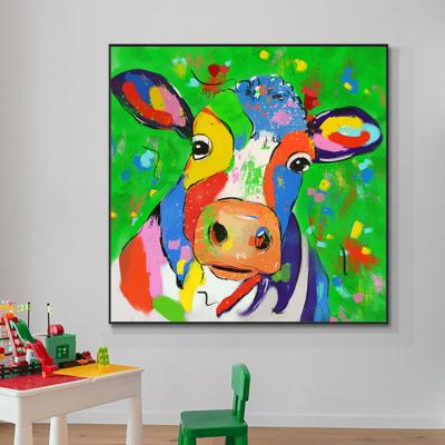 China Modern Custom Lovely Cow Animal Canvas Prints Wall Pictures For Kids Room for sale