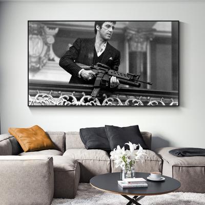 China Tony Montana Black And White Portrait Movie God Father Canvas Prints Poster Canvas Painting For Wall Decor for sale