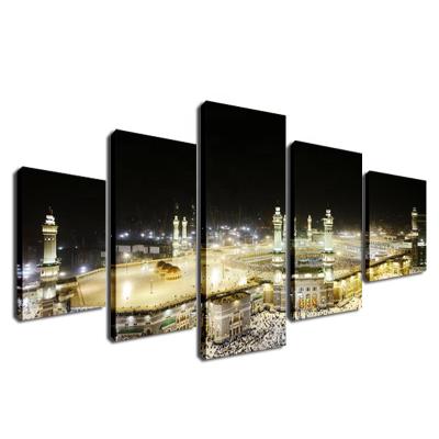 China Wholesale Mecca Night Scenery Islamic Home Goods Decor Painting Modern Religion Art Print On Canvas for sale