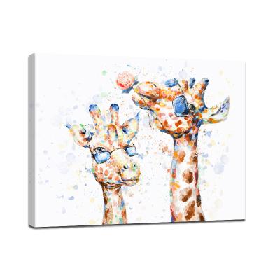 China New Design Animal Abstract Poster Wear Glass Giraffe Couple Pictures Animal Oil Painting On Canvas for sale