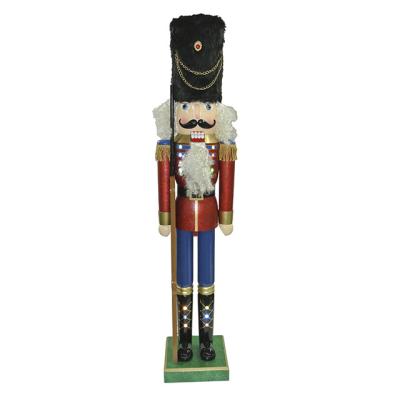 China Large Christmas Seasonal Decor MDF Solid Wood Life Size Solid Wood Nutcracker for sale