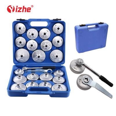 China 23 Piece Universal Automotive Oil Filter Cover Removal Wrench Aluminum Tool Kit Box for sale