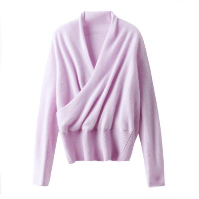 China 2021 Anti-wrinkle woman wool V-neck long sleeve computer knitted sweaters pullover cashmere sweater for sale