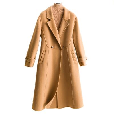 China Anti-wrinkle double-sided cashmere overlay women's wool coat suit collar loose short tweed jacket for sale