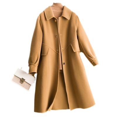 China Lapel Promotional Shorts Anti-wrinkle Good Quality Fashion Dishonest Cloth Belted Fox Collar Cashmere Coat Lambswool Coat for sale