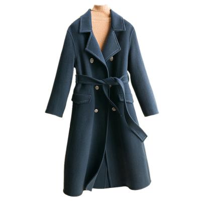 China High End Dishonest Coat Women's New Mid Length Slim Woolen Coat Anti-wrinkle Cashmere Woolen Coat for sale