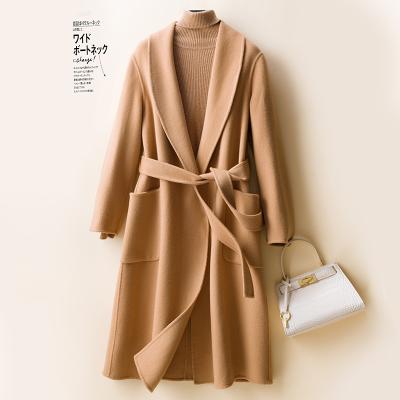 China Factory Price Manufacturer Supplier Anti Shrink Women Lattice Wool Blend Trench Coat In Stock for sale