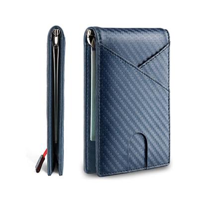 China Hot Selling Amazon RFID Pocket Money Custom Minimalist RFID Blocking Stand Men's Bifold Credit Card Wallet Slim Leather Money Clip for sale