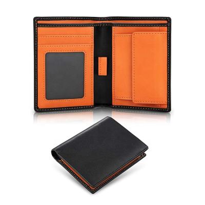 China Hot Sale Amazon RFID Blocking Cash Coin Pocket Customize Genuine Leather Wallet Men's Wallet Vertical With Pull Tab Wallet for sale